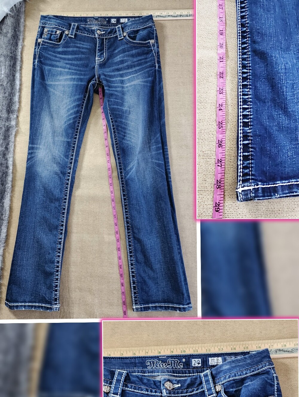 Miss Me Jeans Angel Wing Embellished 29 Women Easy Straight - Picture 4 of 12